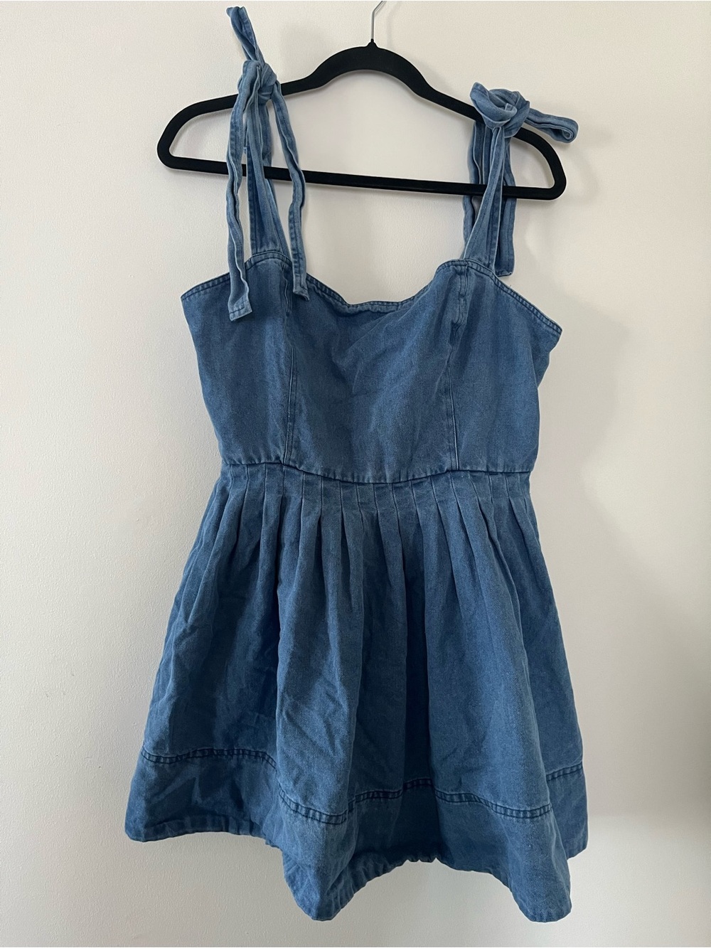 Chambray Tie Strap Blouse XL Blue Western Coastal Cowgirl Cottagecore Farm